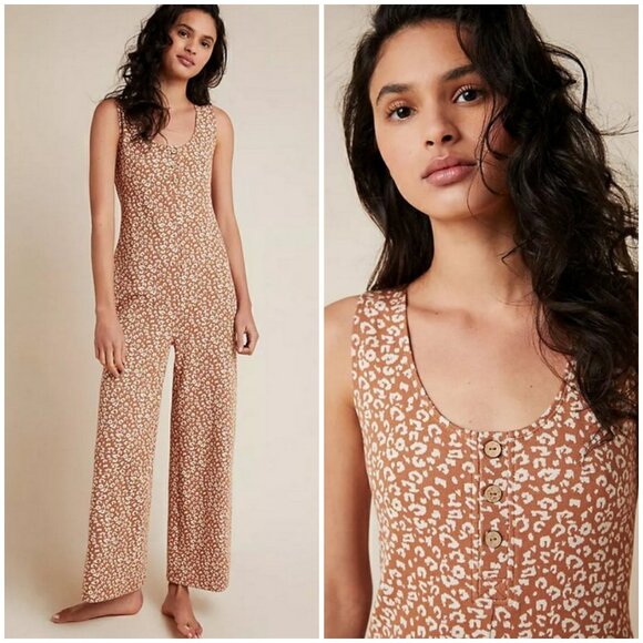 💕ANTHROPOLOGIE💕 Saturday/Sunday Leopard Jumpsuit ~ Leopard Print XL - Picture 1 of 13